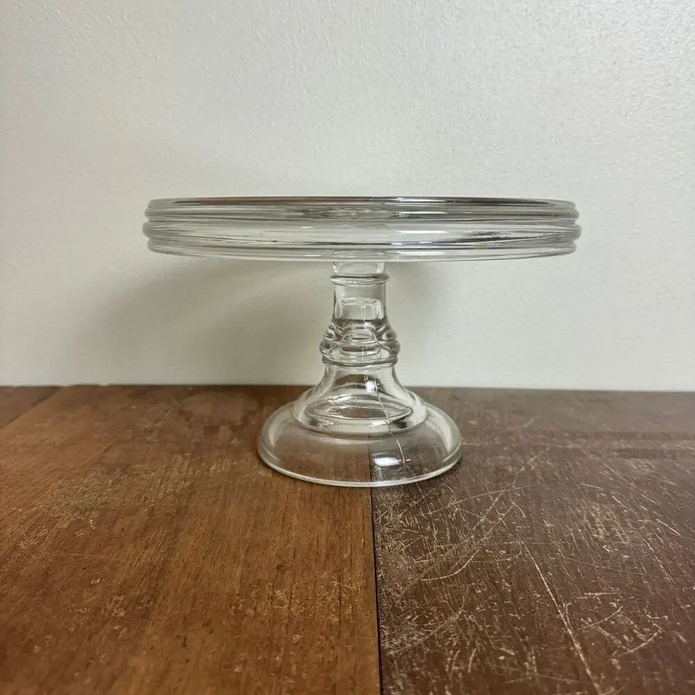 Vintage Clear Pressed Glass Cake Dessert Stand Timeless Classic Kitchen Decor